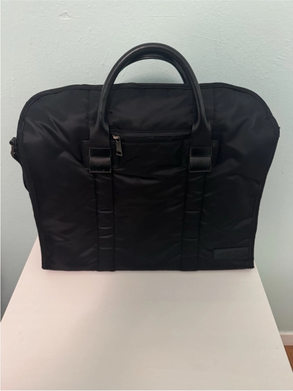 Agnes B Voyage Black Nylon Laptop Briefcase Messenger Bag Travel 15”Carryall